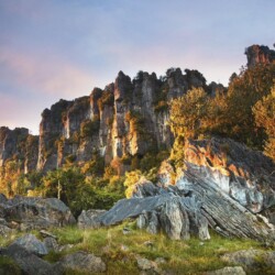 Rocky cliffs at golden hour
